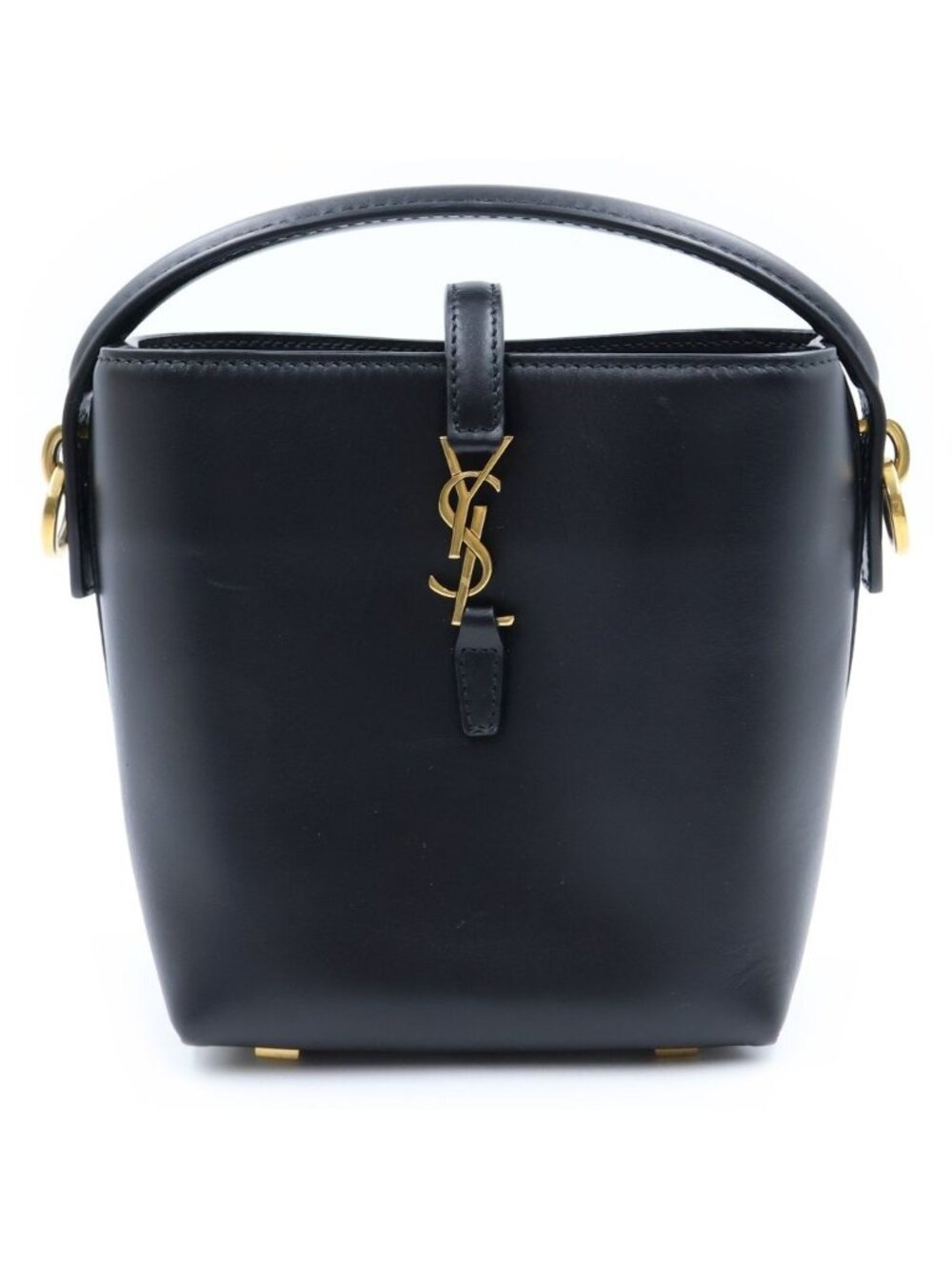 Saint Laurent Paris le 37 Mini Bucket Bag Cassandra Logo Leather 2-Way Gold